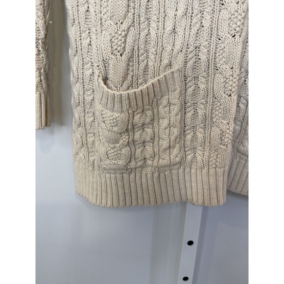 Vintage Jeanne Pierre Women’s L Beige Cable Knit Cotton Sweater Tunic Pockets - Picture 7 of 9